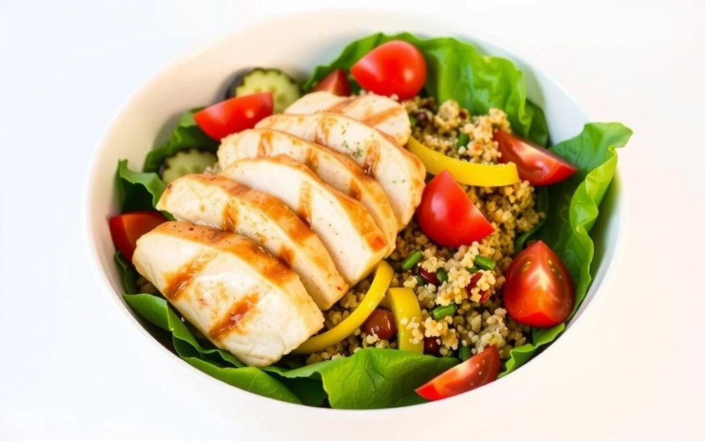 Insalata di quinoa con verdure e pollo