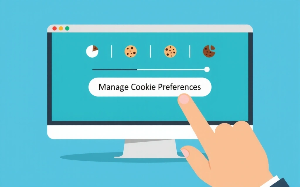 Mano che clicca su un pulsante 'Gestisci preferenze cookie' su uno schermo