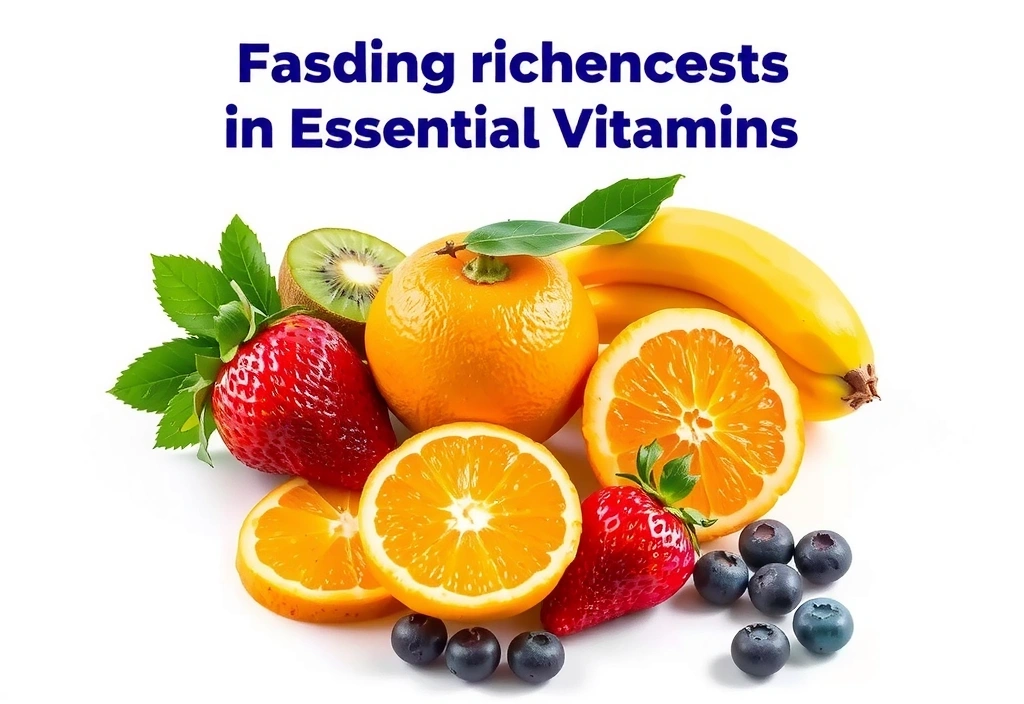 Varietà di frutta fresca e colorata, come arance, kiwi e fragole, ricche di vitamine, disposte artisticamente.